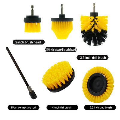 les attachements de brosse de nettoyage de la perceuse 6pcs ont placé avec prolongent le long attachement