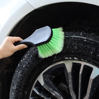 Verte PP cheveux pneus de voiture roue lavage nettoyage brosse détaillée pour les soins de l' auto