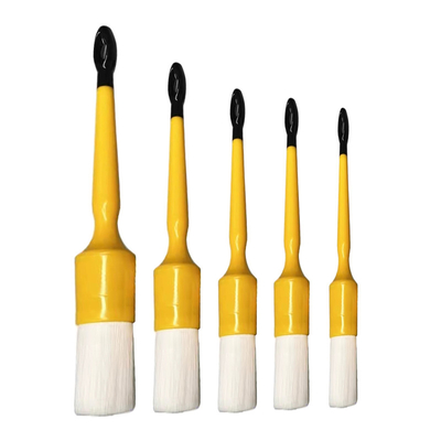 Manche jaune Boar Bristle brosse de nettoyage de voiture brosse de détails de voiture 5 pièces ensemble