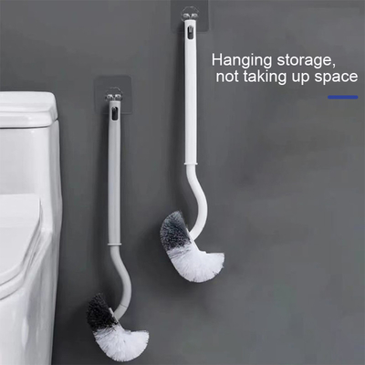 Longue poignée Nettoyer Pas de coin mort Brosse toilette ménagère Mural suspendu Et cheveux doux Poignée en forme de S