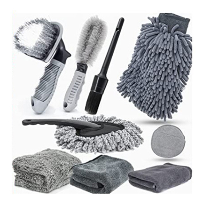 Brosses de lavage de voiture à 9 pièces Brosses de pneus de voiture Hub Brosses de lavage chiffrées Gants
