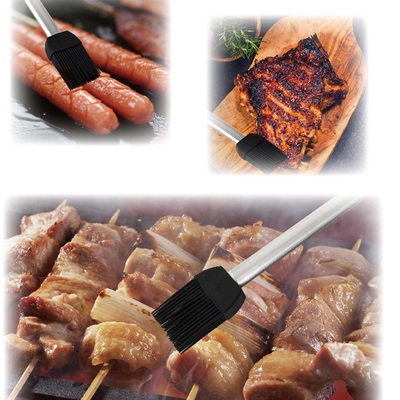 Pinceau de barbecue en silicone résistant aux températures élevées Manche en acier inoxydable Pinceau à huile de boulangerie Pinceau à gril BBQ Pinceau à griller